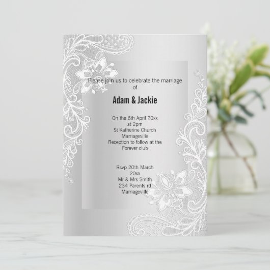 シルバーレースエレガントクライ結婚ズ2招待状 招待状 (スタンド正面)