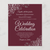 シルバーレースオンブルゴーニュBUDGET結婚式招待状 (正面)