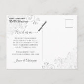 シルバーレースコーラルウェディング日付カレンダーを保存 案内ポストカード (裏面)