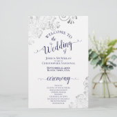 シルバーレースネイビーオンホワイトバジェット結婚式 プログラム (スタンド正面)