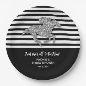 シルバーレースホースオフに祭壇ブライダルシャワー ペーパープレート (正面)