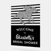 シルバーレースホースダービーブライダルシャワーウェルカム アクリルサイン (傾斜)