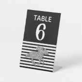 シルバーレースホースブライダルシャワーテーブル番号 台座サイン (正面)