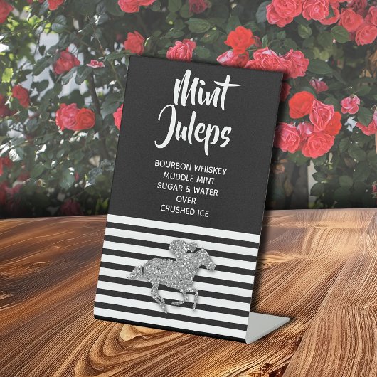 シルバーレースホースミントジュレップブライダルシャワー 台座サイン