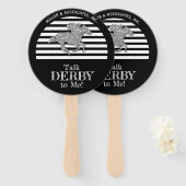 シルバーレースホース白黒ストライプズ会社名 ハンドファン (正面&裏面)