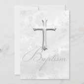シルバーレース＆クロス 洗礼 男の子または女の子 2 招待状 (裏面)