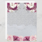 シルバーレース&ロマンチックフローラスクラップブック紙 (正面/裏面)