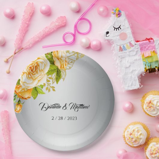 シルバーロマンスゴールデンバラ結婚ズ ペーパープレート (パーティー)