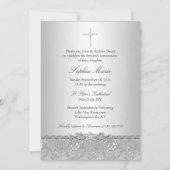 シルバーローズクロス 洗礼/命名式 招待状 (正面)