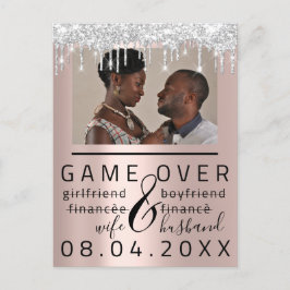 シルバーローズ面白い Save The Date カップル写真 ポストカード