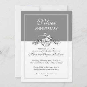 シルバーローズ 25周年 結婚記念日 招待状