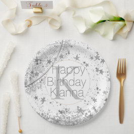 シルバーロータスマンダラスタズモノグラム誕生日 ペーパープレート