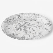 シルバーロータスマンダラスタズモノグラム誕生日 ペーパープレート (アングル)