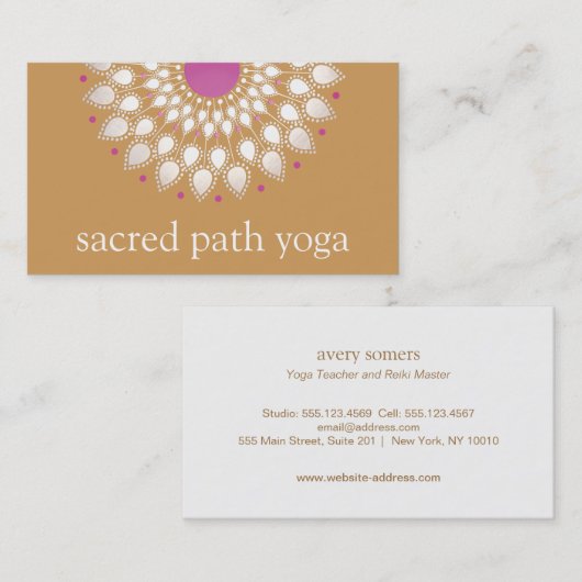 シルバーロータスマンダラフローラヨガ先生 名刺 (正面/裏面)