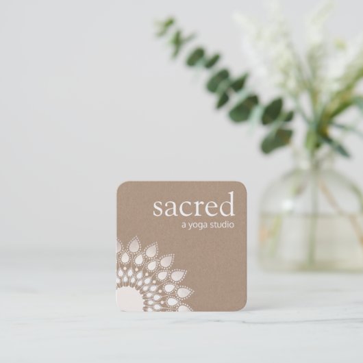 シルバーロータスマンダラヨガと瞑想 スクエア名刺 (スタンド正面)