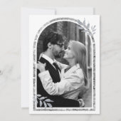 シルバーローレル離れリースズホワイト結婚ズ 招待状 (裏面)