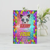 シルバーワイルドキツネおもしろいフェスティバルバースデーパーティー招待状 招待状 (スタンド正面)
