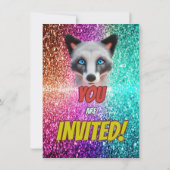 シルバーワイルドキツネおもしろいフェスティバルバースデーパーティー招待状 招待状 (裏面)