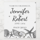 シルバーワインラベルに華やかなビーチ ワインラベル (シングルラベル)