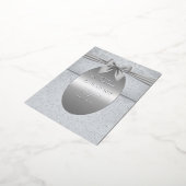 シルバーヴィンテージウィズボウ結婚式招待状 箔招待状ポストカード (回転した状態)