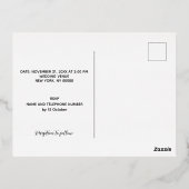 シルバーヴィンテージウィズボウ結婚式招待状 箔招待状ポストカード (裏面)