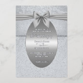 シルバーヴィンテージウィズボウ結婚式招待状 箔招待状 (正面)