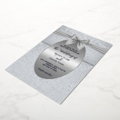 シルバーヴィンテージウィズボウ結婚式招待状 箔招待状 (回転した状態)