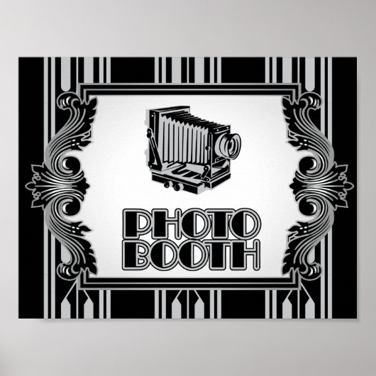 シルバーヴィンテージカメラ1920のフォトブース ポスター (正面)