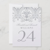 シルバーヴィンテージグラマ結婚ーのテーブル番号 招待状 (裏面)