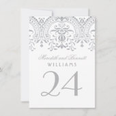 シルバーヴィンテージグラマ結婚ーのテーブル番号 招待状 (正面)
