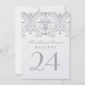シルバーヴィンテージグラマ結婚ーのテーブル番号 招待状 (正面)