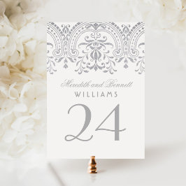 シルバーヴィンテージグラマ結婚ーのテーブル番号 招待状