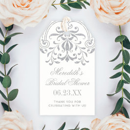 シルバーヴィンテージグラマ結婚ーブライダルシャワー ギフトタグ