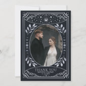 シルバーヴィンテージタロット結婚ゴシック写真 サンキューカード (正面)