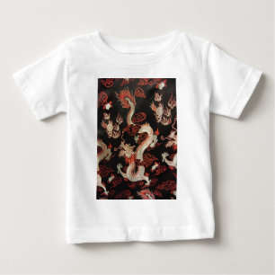 シルバー中国の・ドラゴン ベビーTシャツ