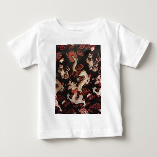 シルバー中国の・ドラゴン ベビーTシャツ (正面)