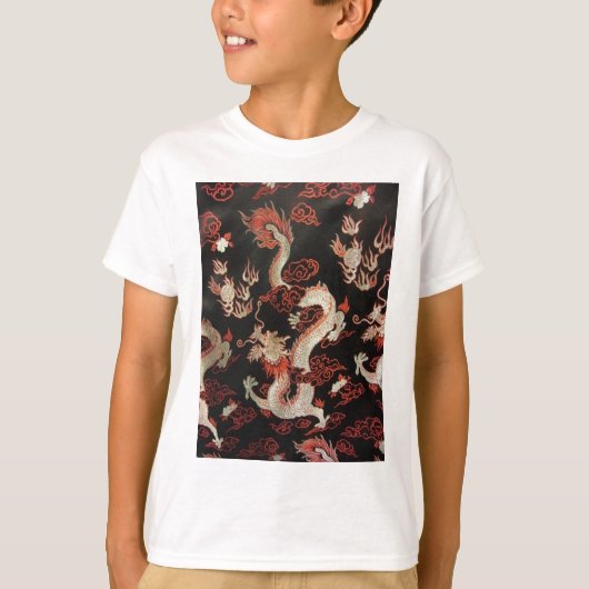 シルバー中国の・ドラゴン Tシャツ (正面)