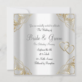 シルバー人気があるエレガント結婚式招待状 招待状
