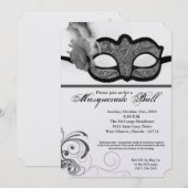 シルバー仮装ボールマスクの仮装ハロウィーン部品 招待状 (正面/裏面)