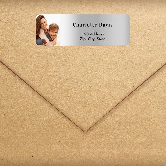 シルバー写真ウェディング返信住所 ラベル