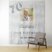 シルバー写真グリッター ウェルカム 70歳の誕生日 タペストリー (インサイチュ)
