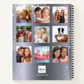 シルバー写真コラージュモノグラムグリッター ノートブック (裏面)