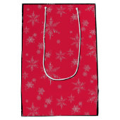 シルバー動揺してグリッタースノーフレークスクリスマス ミディアムペーパーバッグ (裏面)