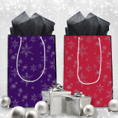 シルバー動揺してグリッタースノーフレークスクリスマス ミディアムペーパーバッグ