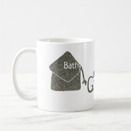 シルバー卒業キャップグリッター追加の名前grad year c コーヒーマグカップ