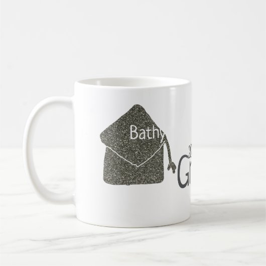 シルバー卒業キャップグリッター追加の名前grad year c コーヒーマグカップ (左)