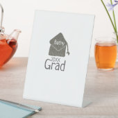 シルバー卒業キャップグリッター追加の名前grad year c 台座サイン (インサイチュ)