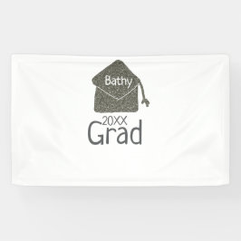 シルバー卒業キャップグリッター追加の名前grad year c 横断幕