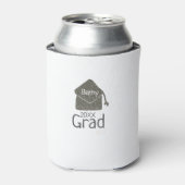 シルバー卒業キャップグリッター追加の名前grad year c 缶クーラー (缶正面)