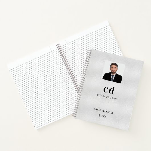 シルバー名イニシャル写真ビジネス ノートブック (内部)
